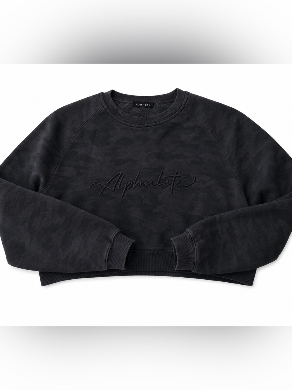 Alphalete Classic Crew Camo Cropped Sweatshirt | Size M | Like New - Picture 2 of 3